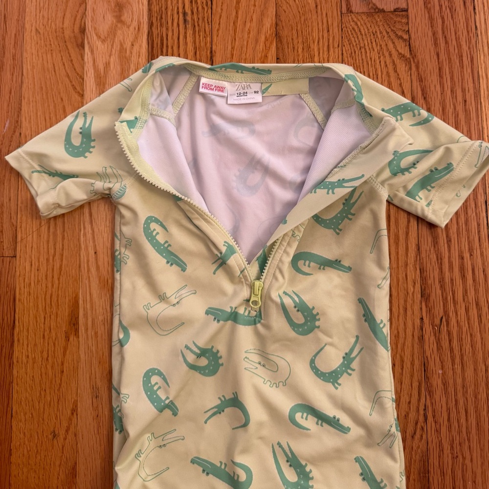 Zara Green Alligator Print Swimsuit